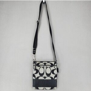 Coach Crossbody Bag Black Signature C Jacquard North South Swingpack Purse